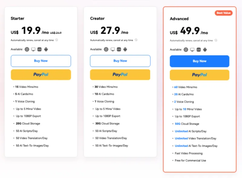 Virbo AI Review: Virbo AI Pricing Plans